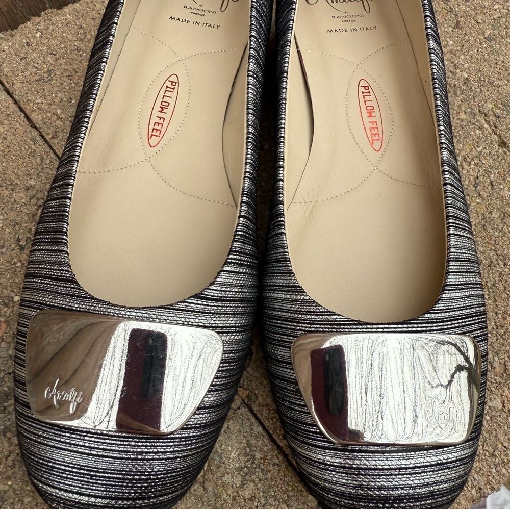 Rangoni Amalfi Women’s Silver Gray Mito Pump Block Heel Leather Italy Size 6.5 - Picture 2 of 12